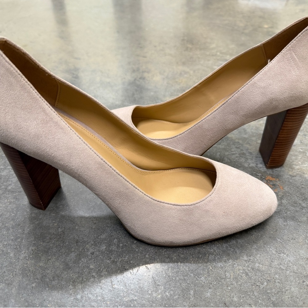 Michael Kors Nude Suede Round-Toe Pumps - Picture 9 of 9